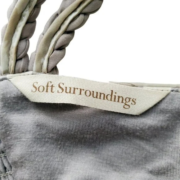 Soft Surroundings Summer Breeze Tan & Grey Abstract Sleeveless Lined Maxi Dress - Picture 7 of 16